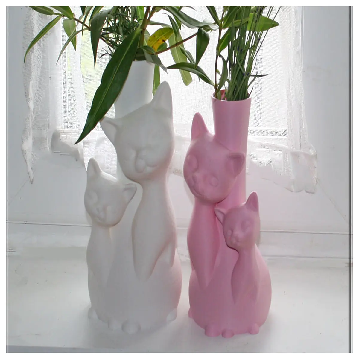 cute cat vase for home decor ceramic animal flower pot kawaii pet statue planter
