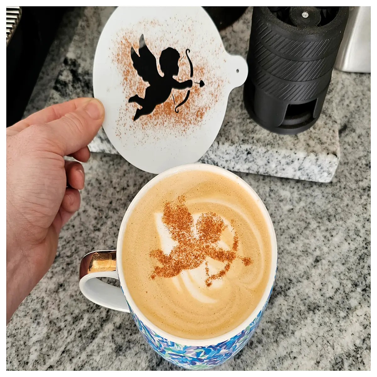 valentine latte art stencil cupid template for coffee barista milk foam design tools