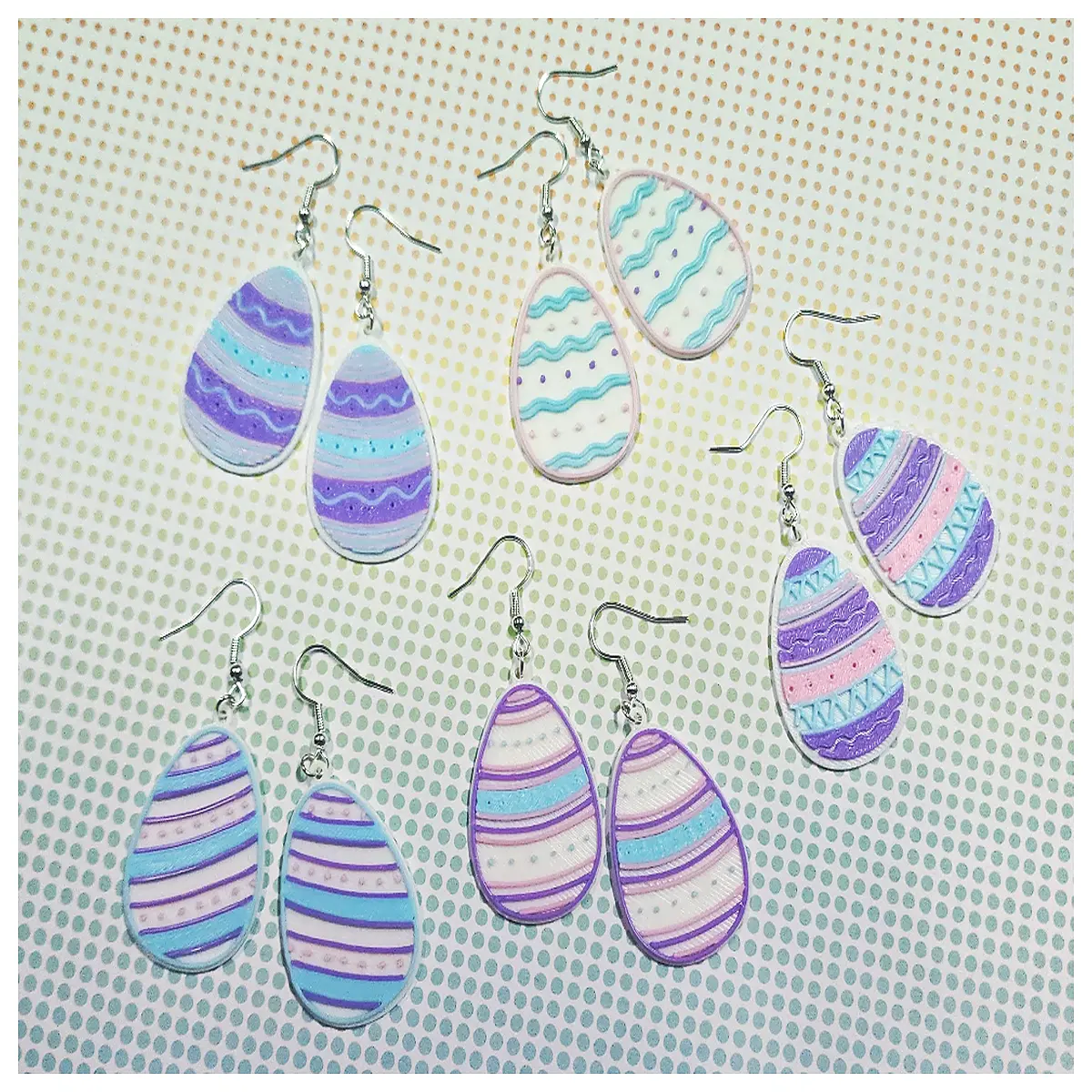 easter egg earrings mixed print resin dangle jewelry spring holiday party accessories