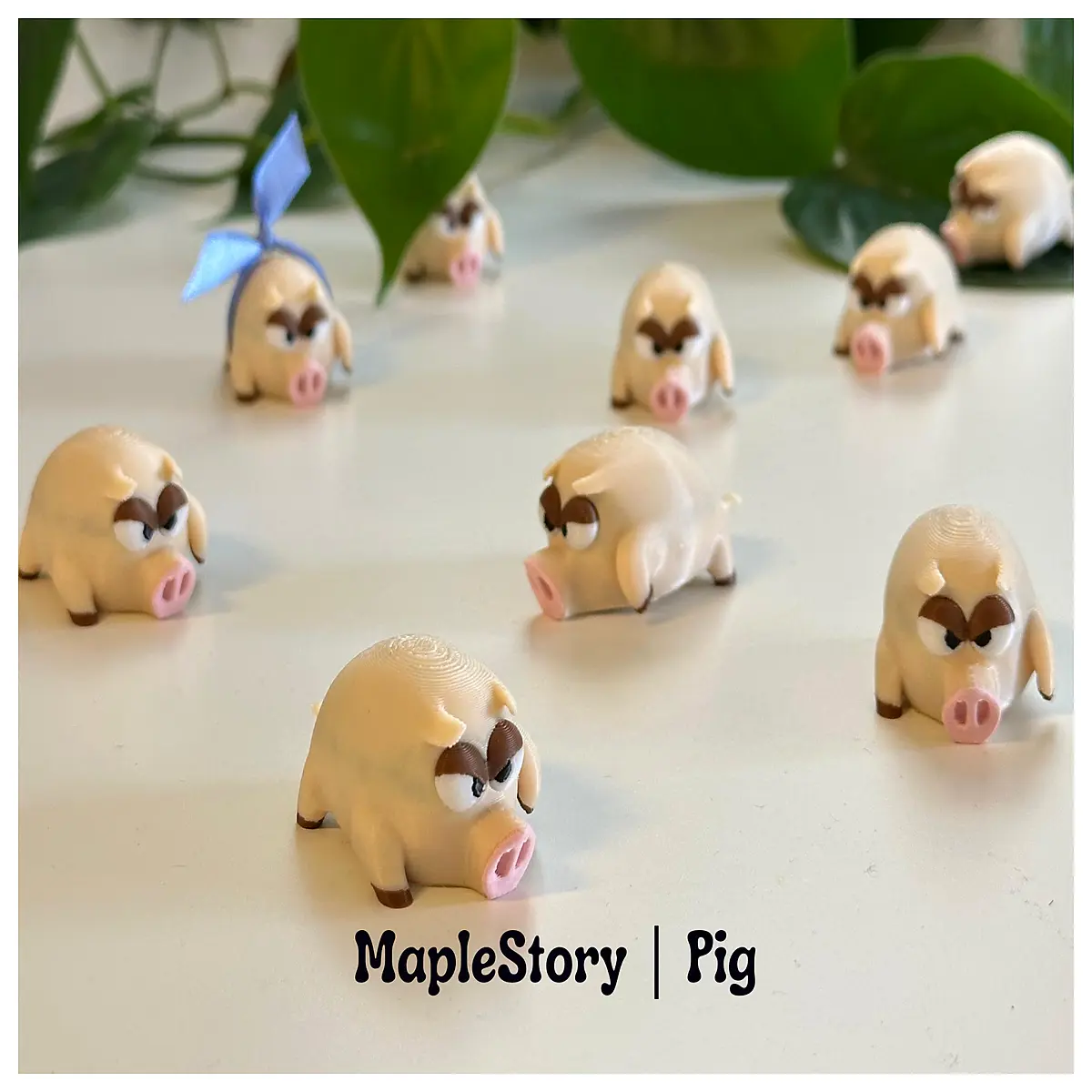 maple leaf story cute pig plush toy kawaii animal figurine for desk decor kids and collectors
