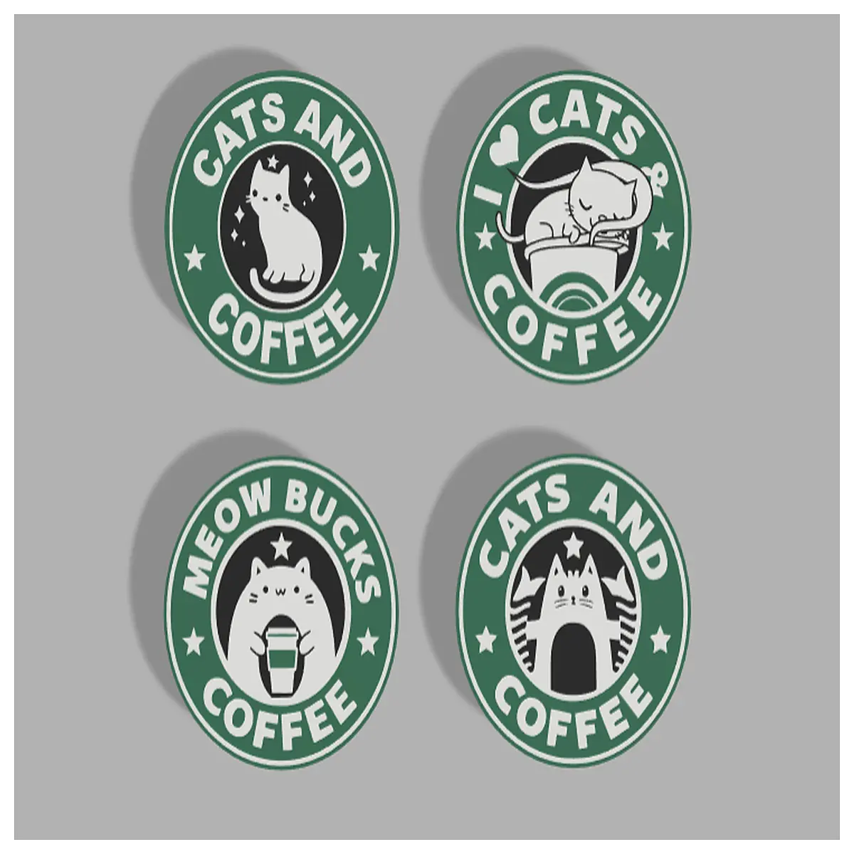 cute cat coffee coaster set style silicone non slip drink mat for desk kitchen home decor gift