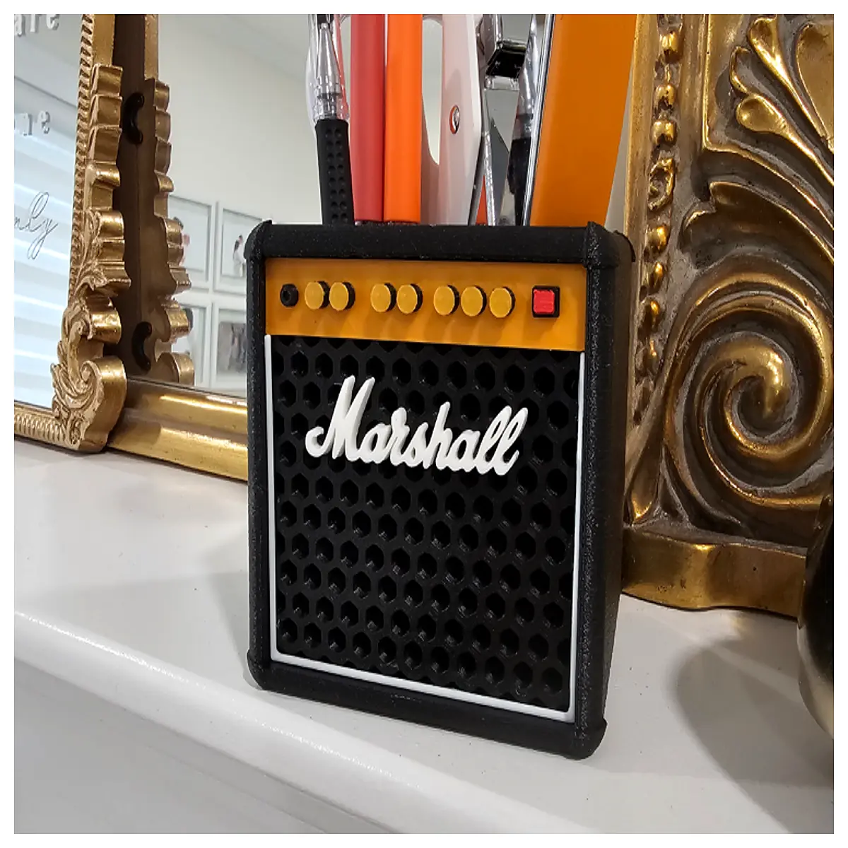 desktop organizer with bluetooth speaker style audio pencil holder for office desk wireless sound box stationery storage