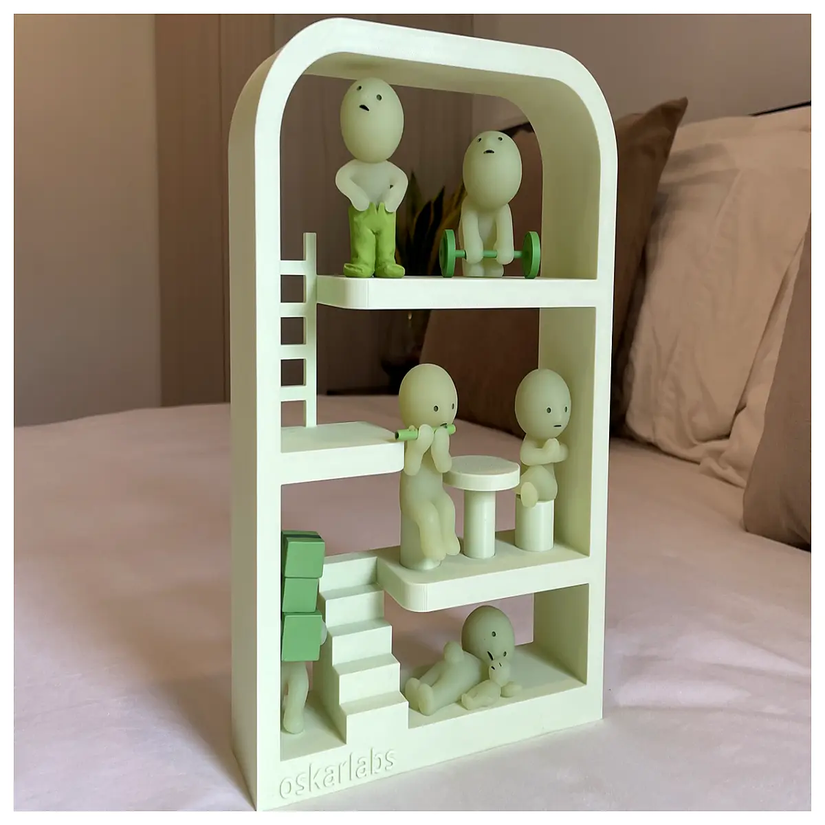 cute house case with lights for collectible figurines glass cabinet storage organizer for toys and miniatures