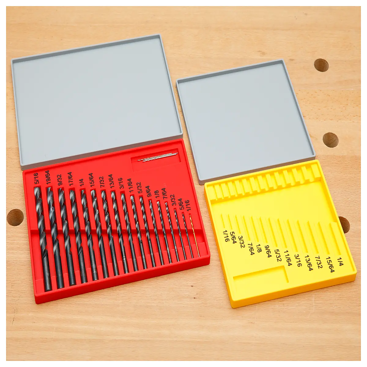 drill bit organizer box with foam insert for woodworking tools storage