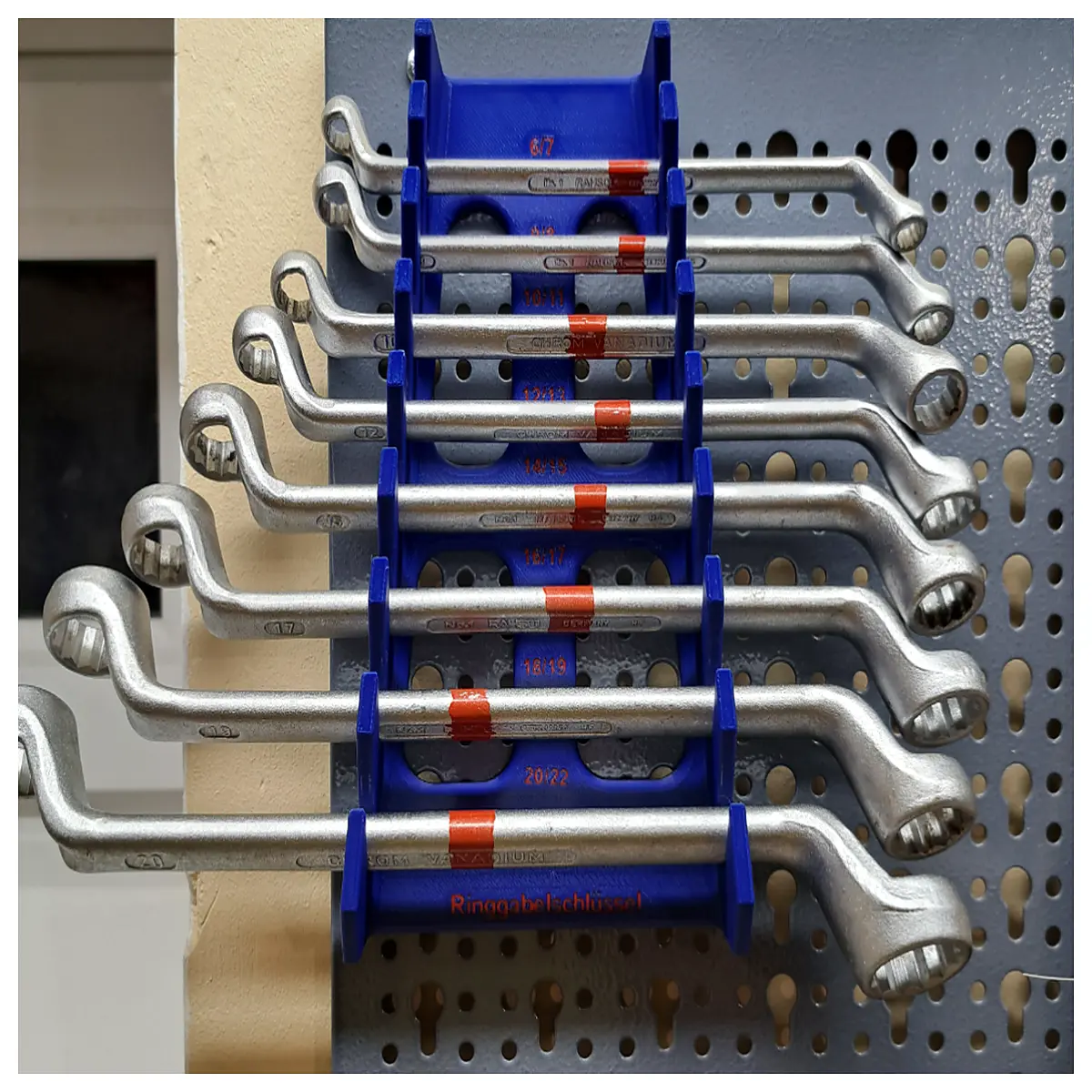 duty ring wrench holder bracket for kpper perforated wall panel storage organizer tool rack mount