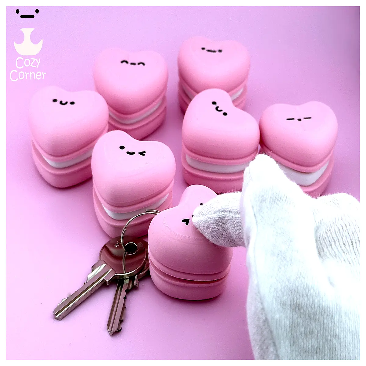 cute pastel macaron keychain with clickable charm for bags and keys aesthetic kawaii gift