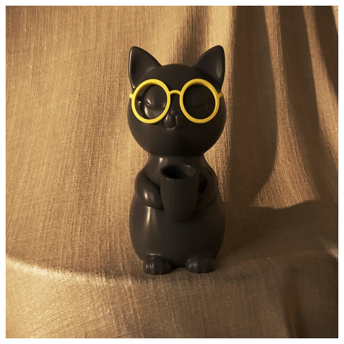 cute cat coffee mug sculpture decor for desk cozy morning aesthetic home office accessories