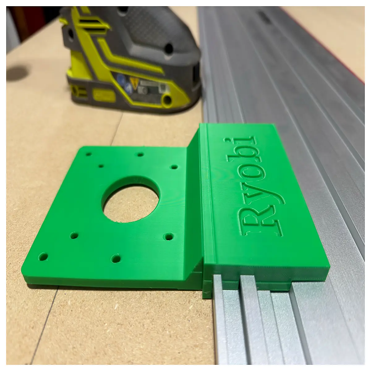 ryobi router rail adapter guide system compatible with milscraft track for precise edge trimming and flush cutting