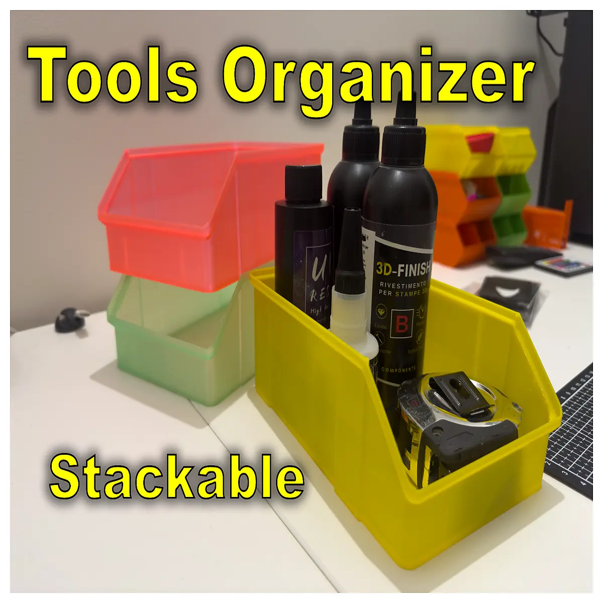 stackable tool organizer bins for garage storage duty plastic containers with lids