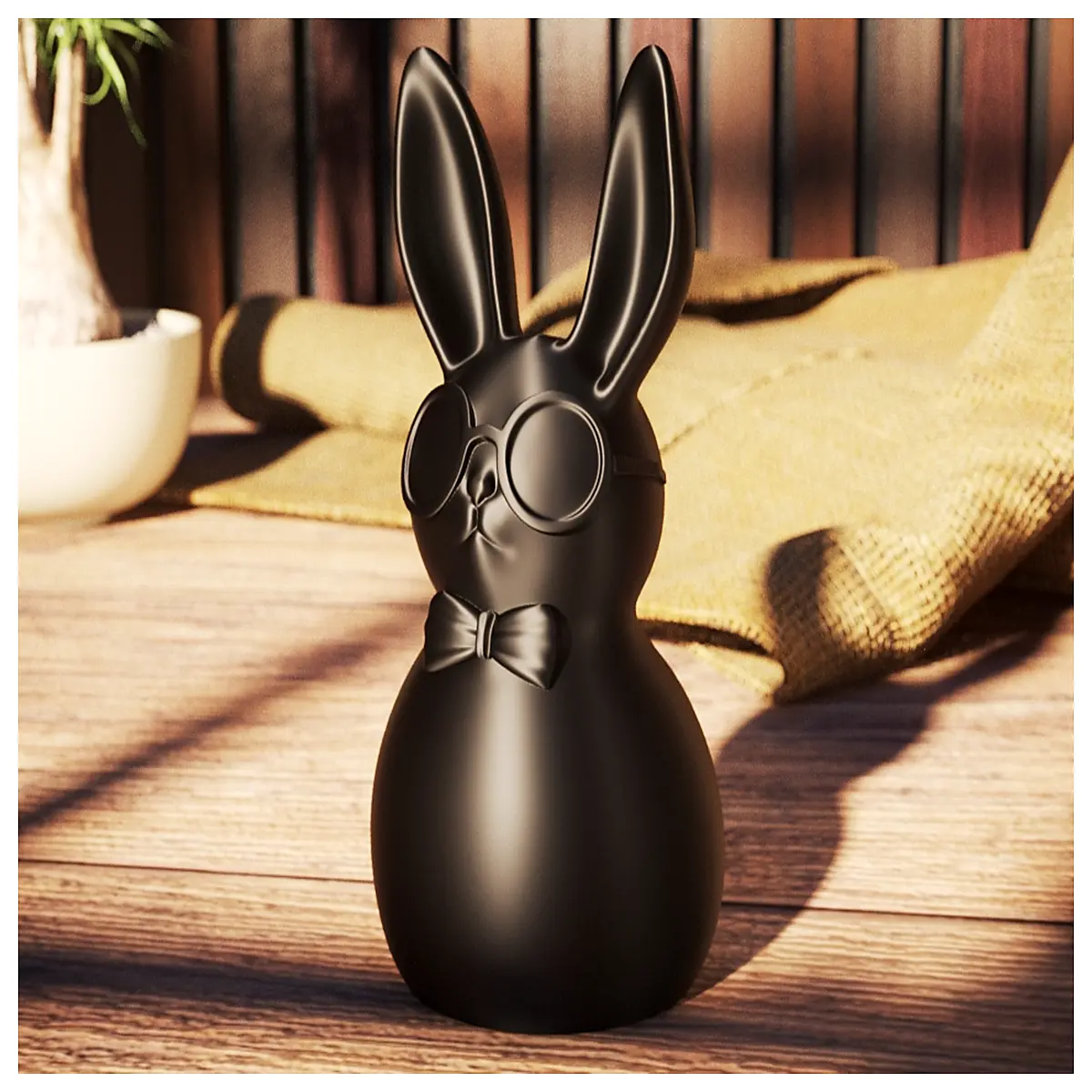 gentleman rabbit quirky sculpture art decor funny bunny statue for desk shelf home ornament gift