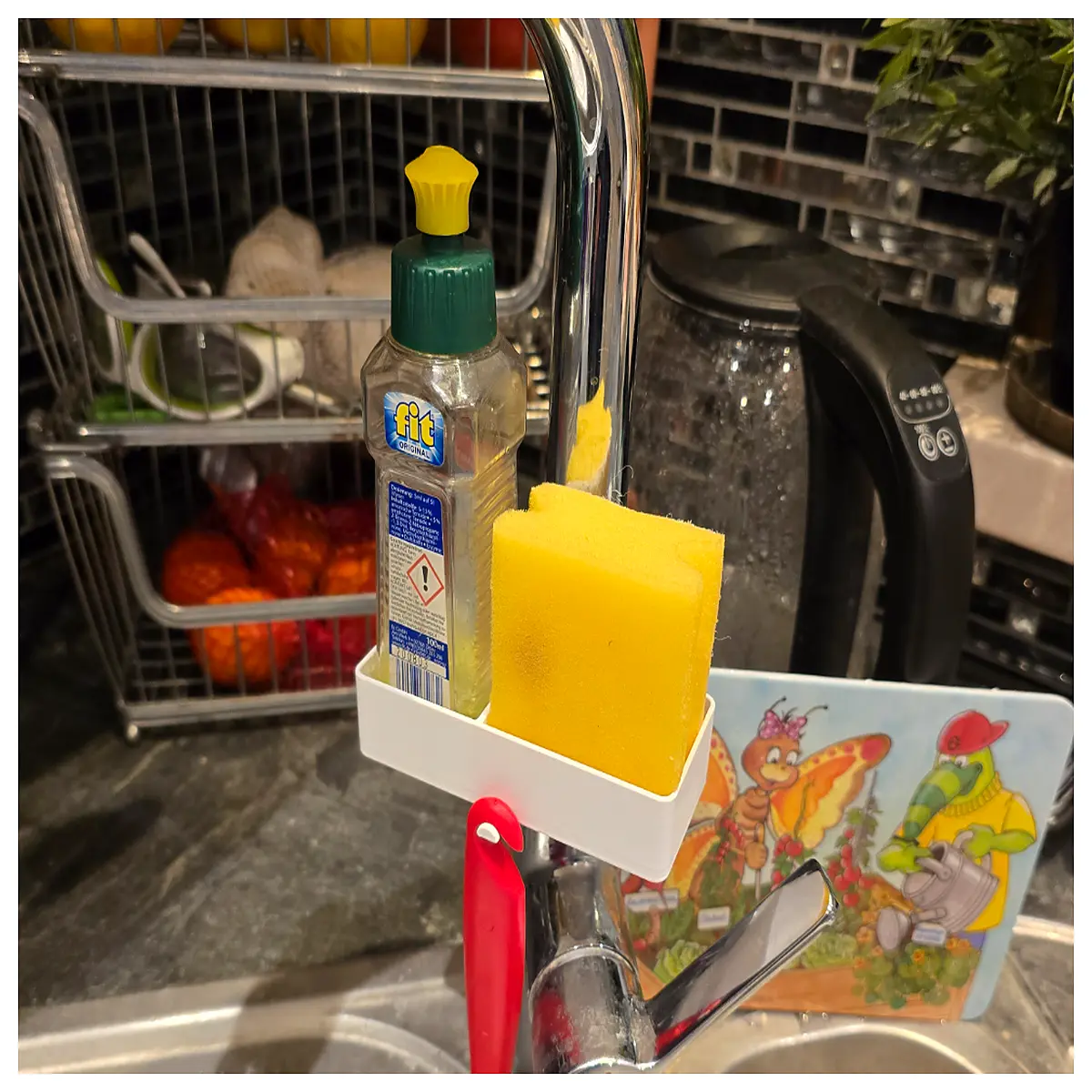 bathroom sink organizer caddy for sponges brushes dish soap holder kitchen counter storage rack