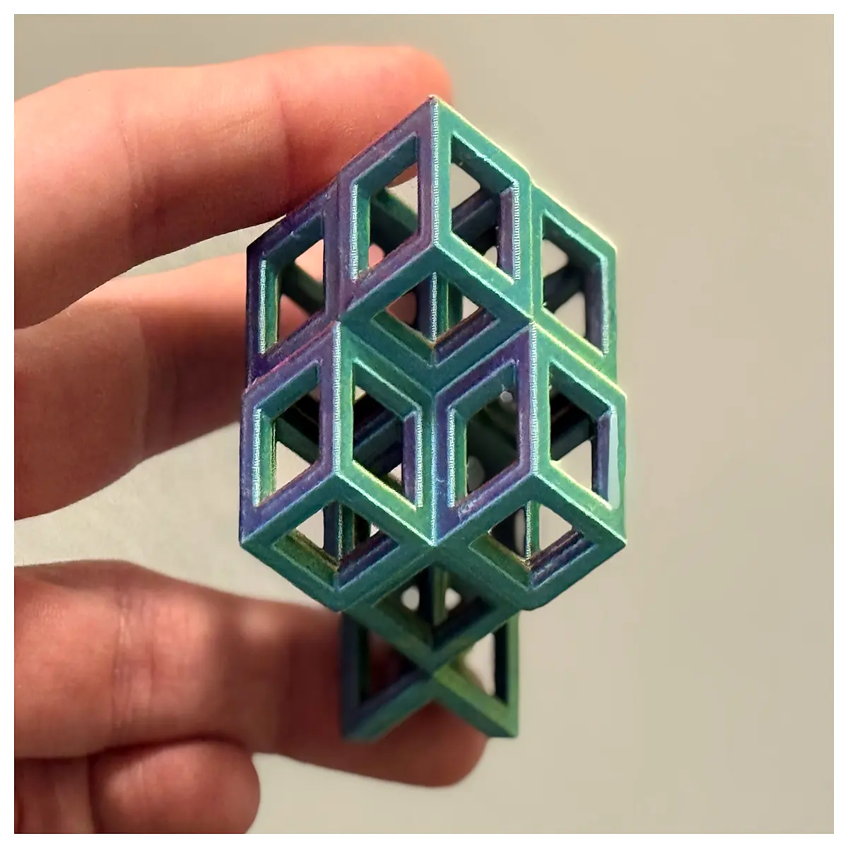 wireframe rhombic dodecahedron fractal level 1 geometry math art sculpture
