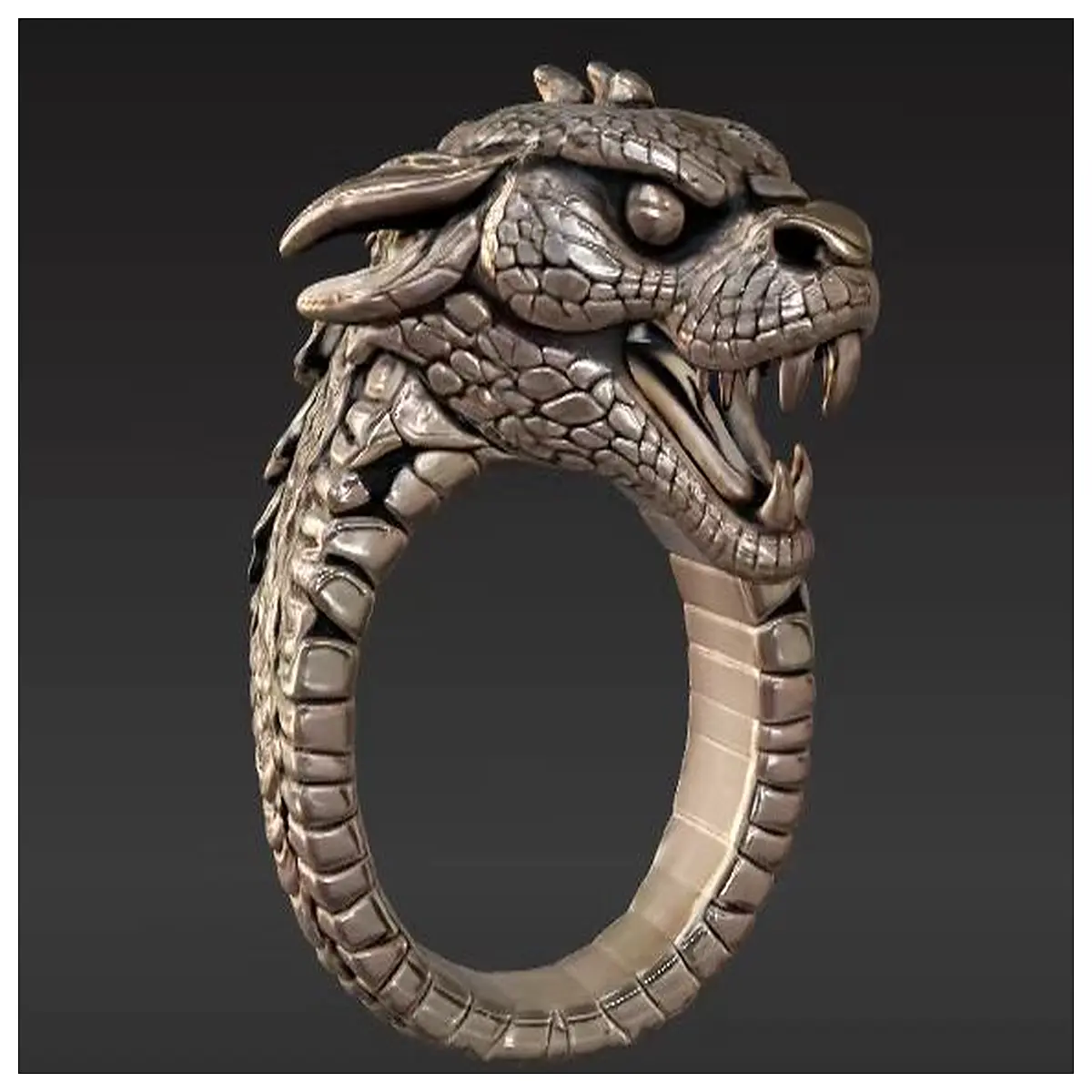 gold dragon ring men jewelry gothic fantasy cosplay accessory