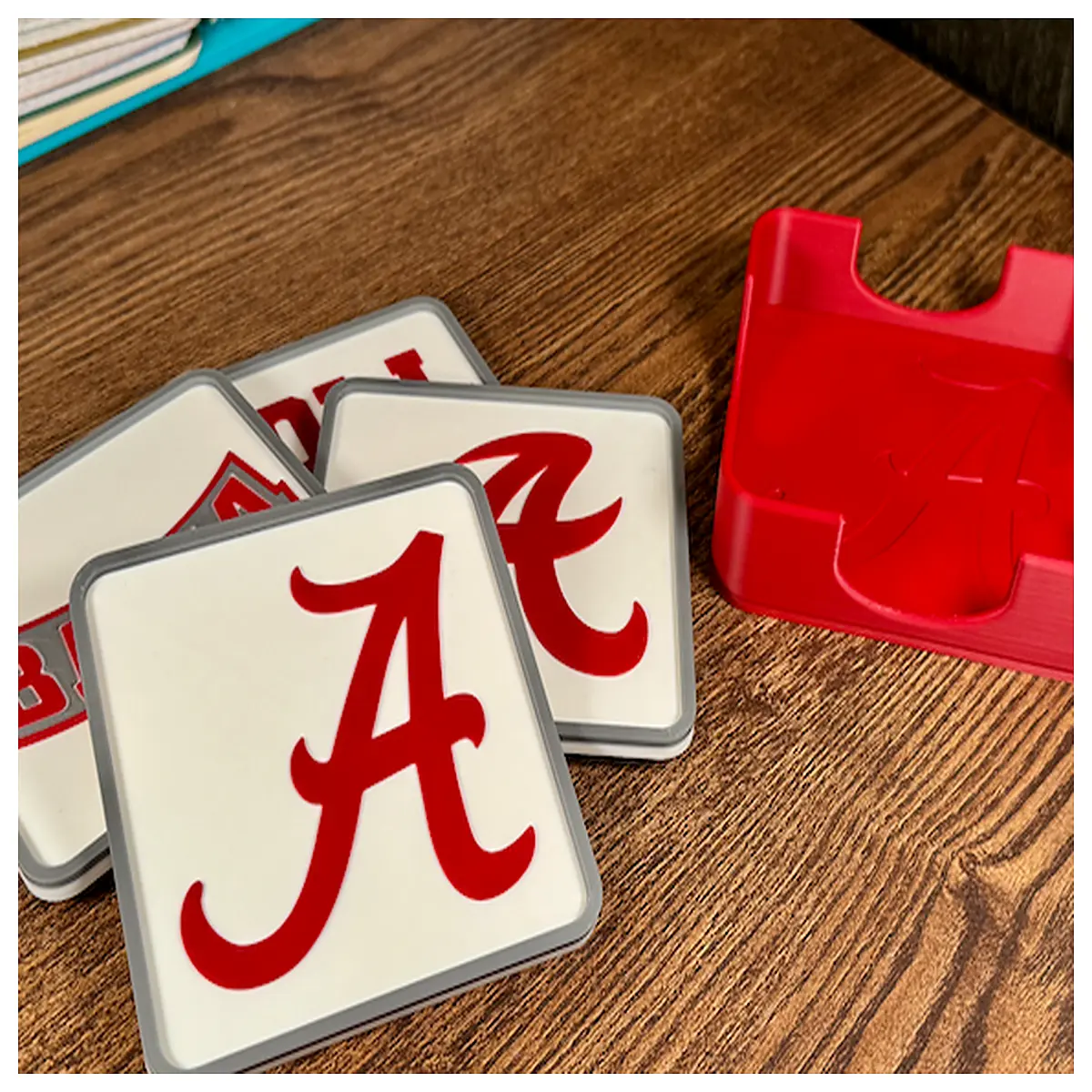 crimson tide 4 piece coaster set with matching tray college sports bar accessories tailgating gifts for fans