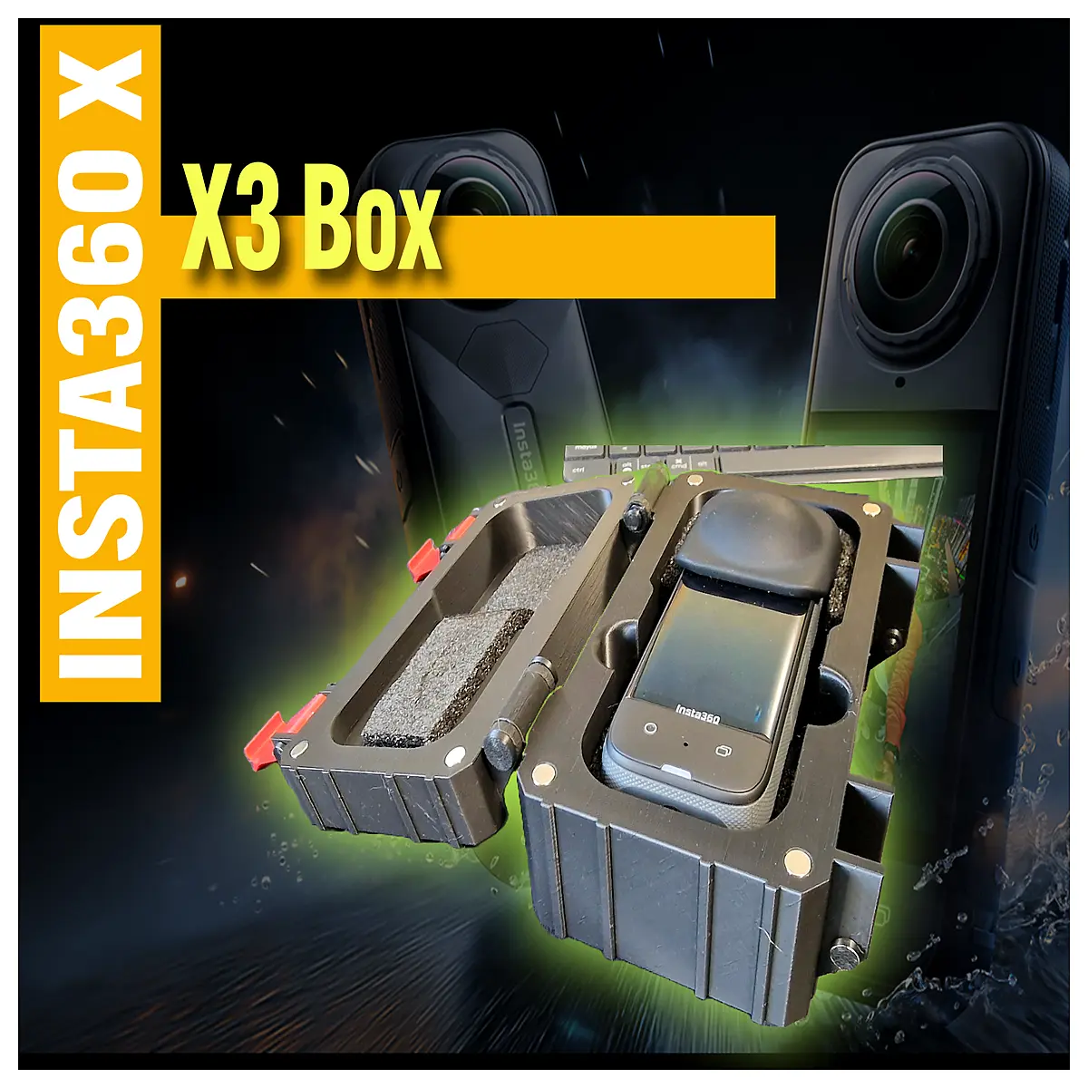 x3 hard shell carrying case protective travel bag with shoulder strap for action camera accessories