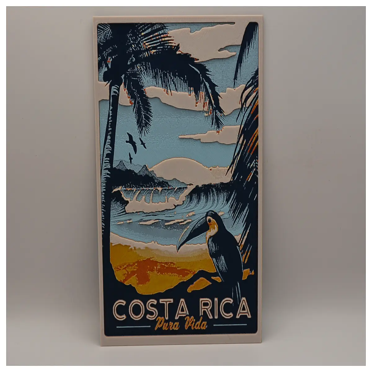 vintage costa rica travel poster art retro tropical coffee print colorful latin america wall decor nostalgic aesthetic