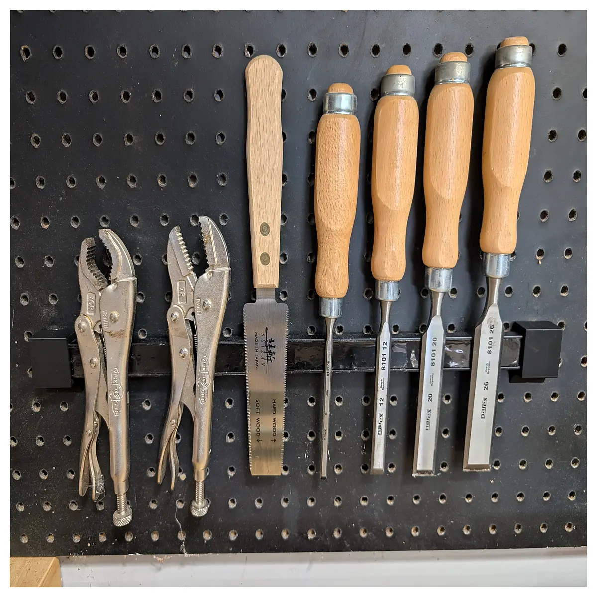 pegboard magnetic strip holder mount organizer tool storage wall rack hardware
