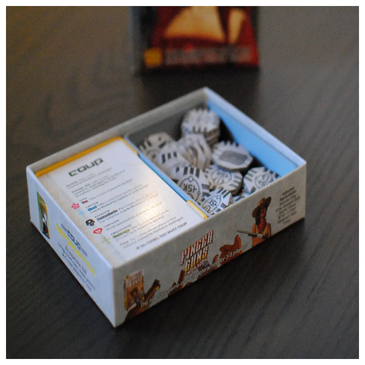 cardboard deck box for coup board game and reform expansion organizer storage
