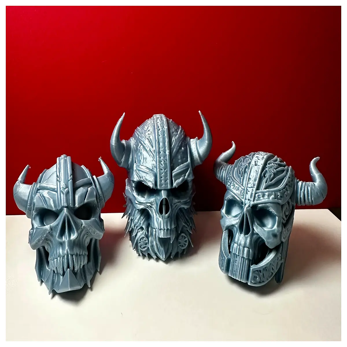 skull for home decor nordic mythology collectible figurine historical warlord head statue for shelf