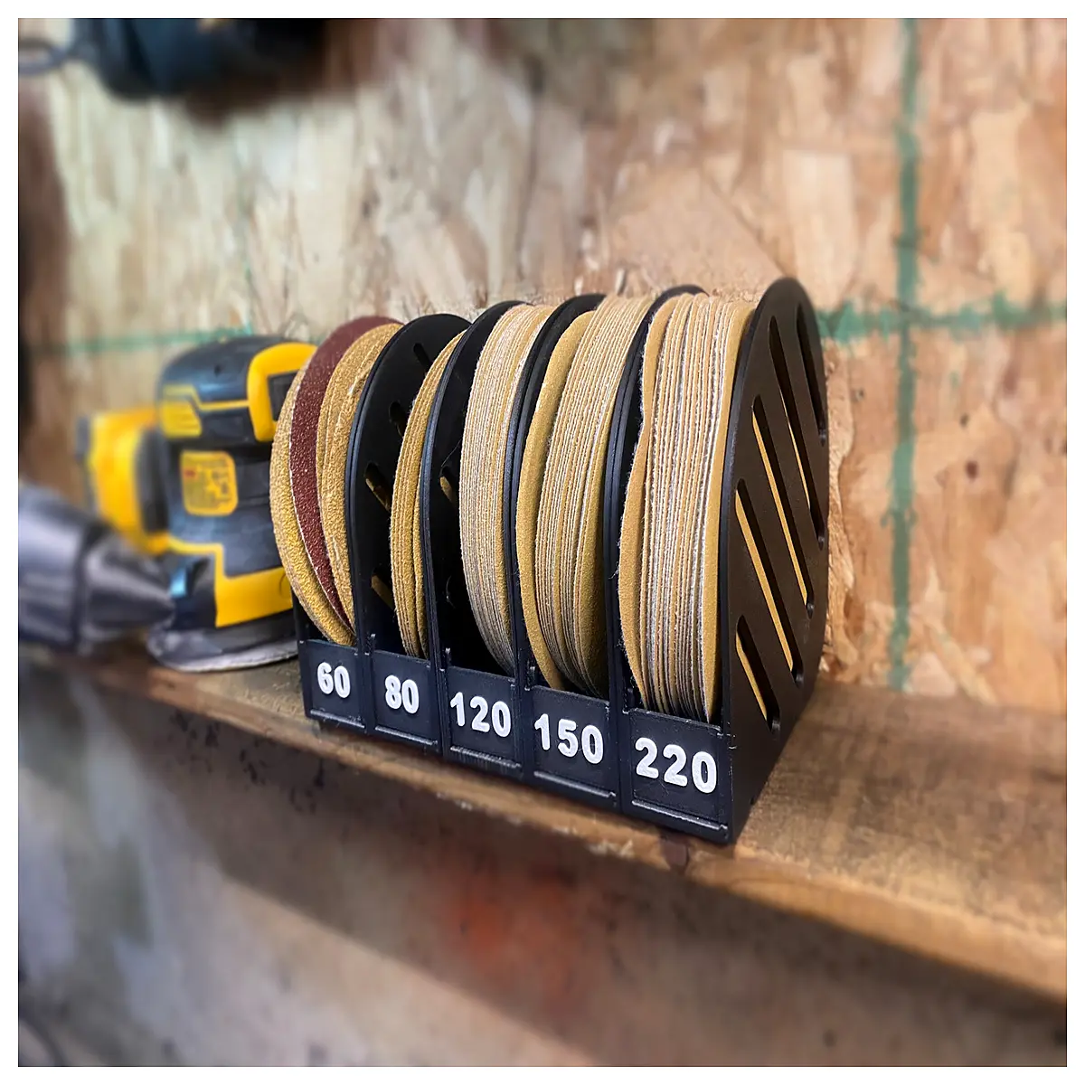 5 inch sanding disc organizer with label holder for workshop collection sorting