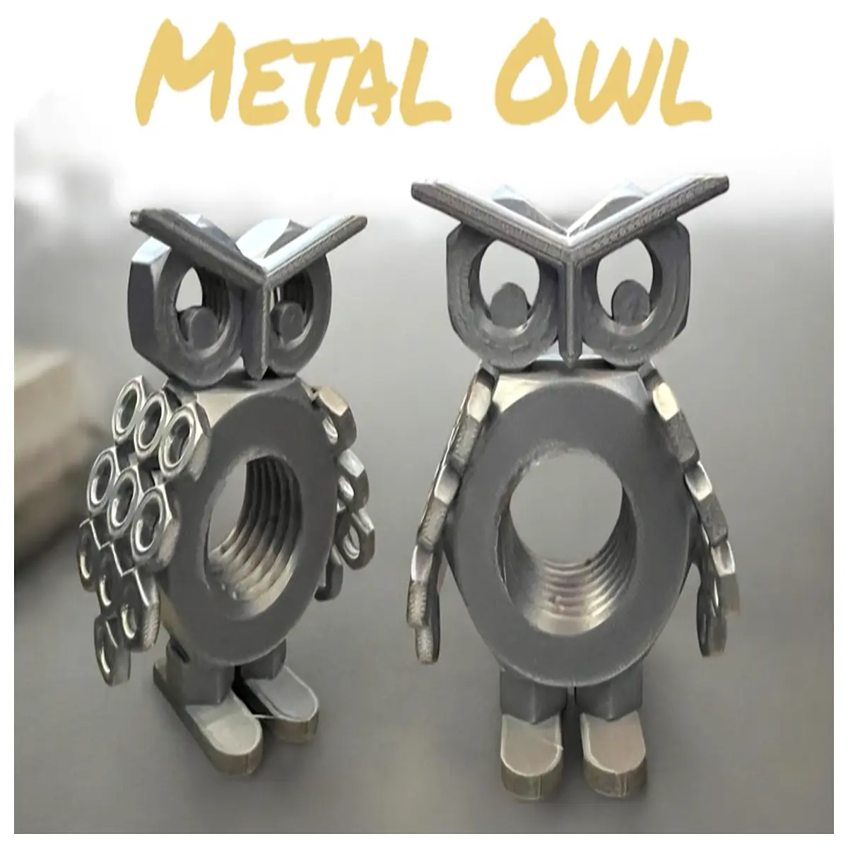 metal owl figurine home decor garden statue outdoor bird sculpture rustic animal art piece