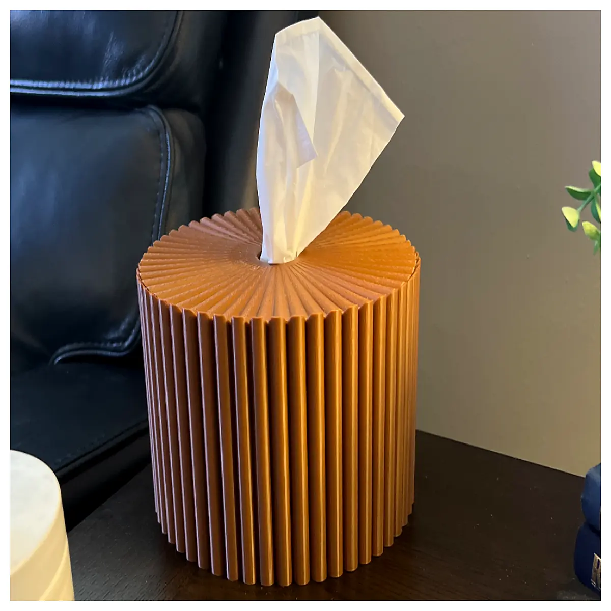 round ribbed tissue box cover for home bathroom decor soft touch fabric napkin holder organizer