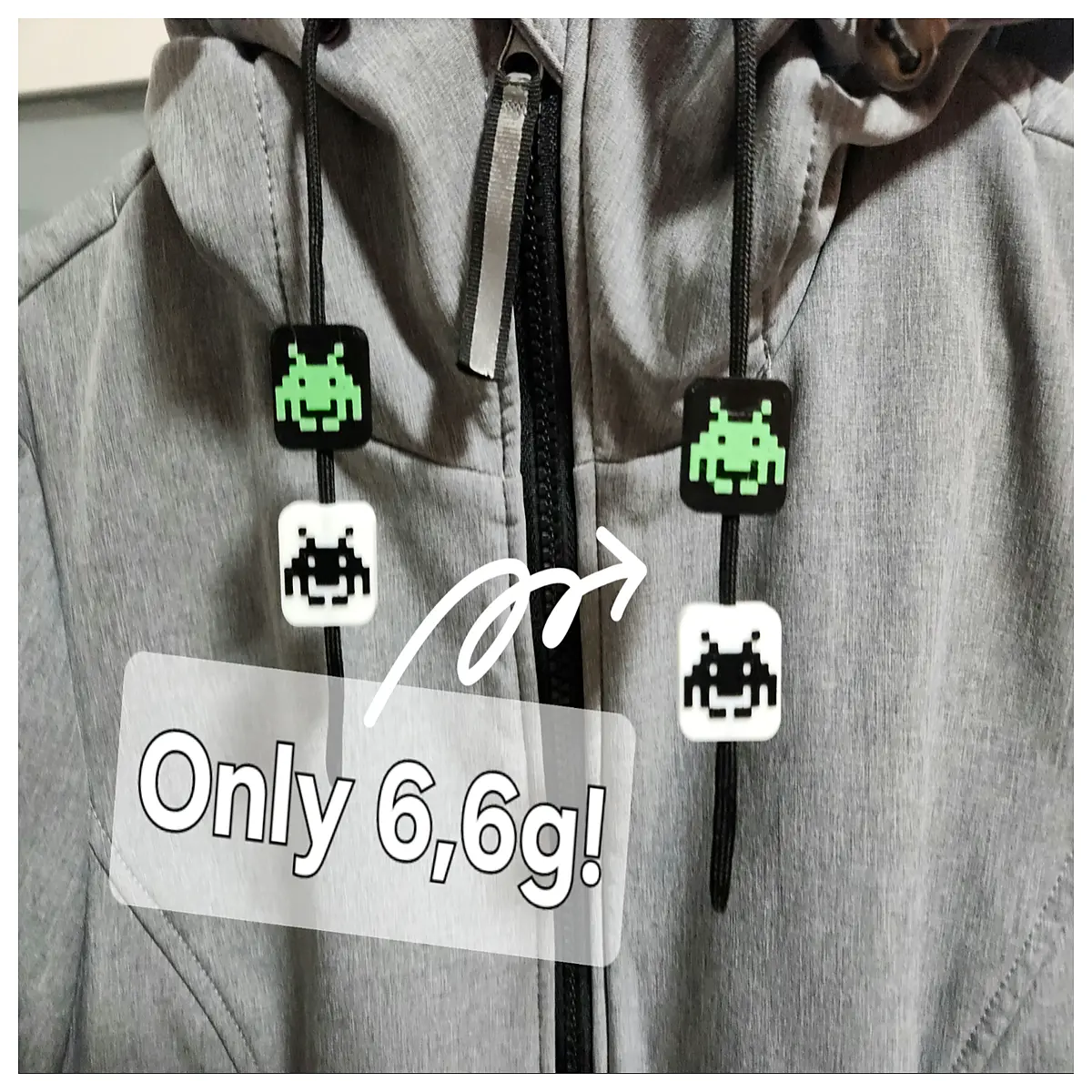 hoodie drawstring beads alien pixel art gaming accessory customization