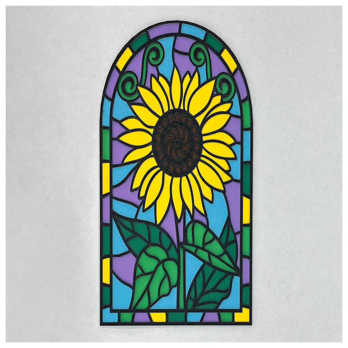 layered stained glass sunflower art decor monochrome suncatcher window hanging home decoration