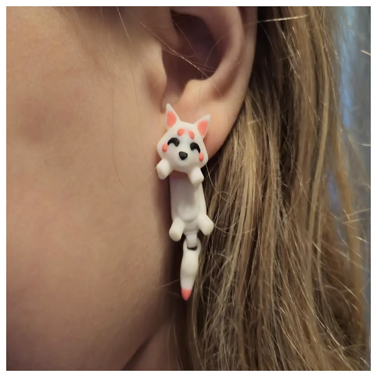 kawaii fox earrings anime cosplay accessories jointed animal jewelry for women cute party gift