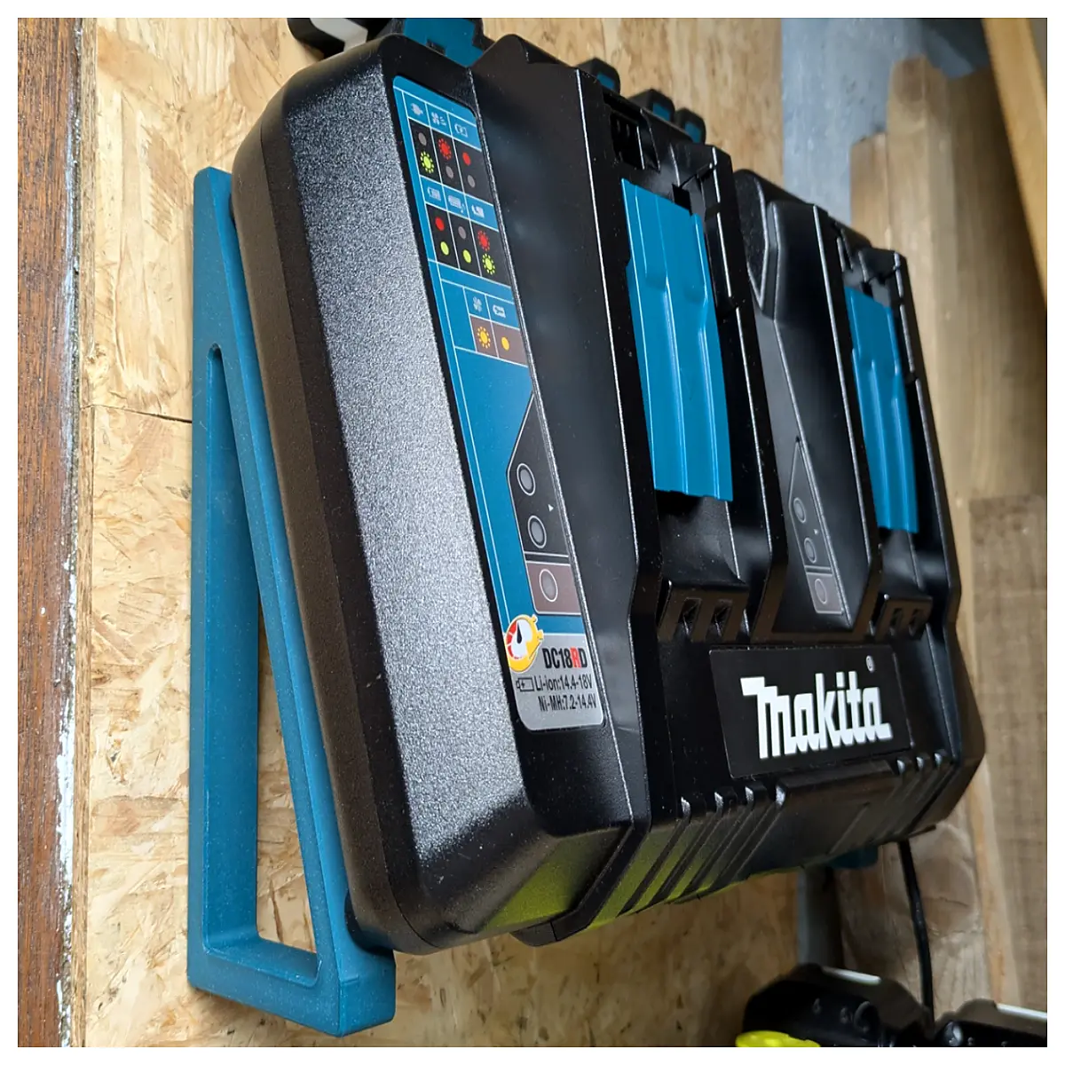 wall mount bracket for makita dc18rd dual port battery charger holder storage rack