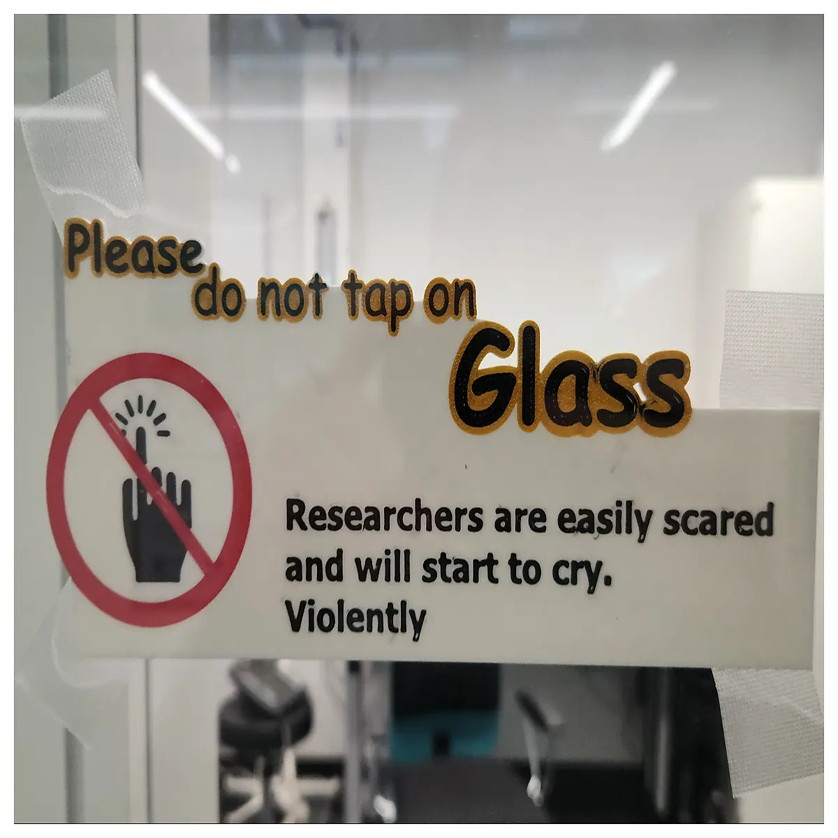 fun no knocking glass sign researcher edition funny lab safety decor office desk accessory