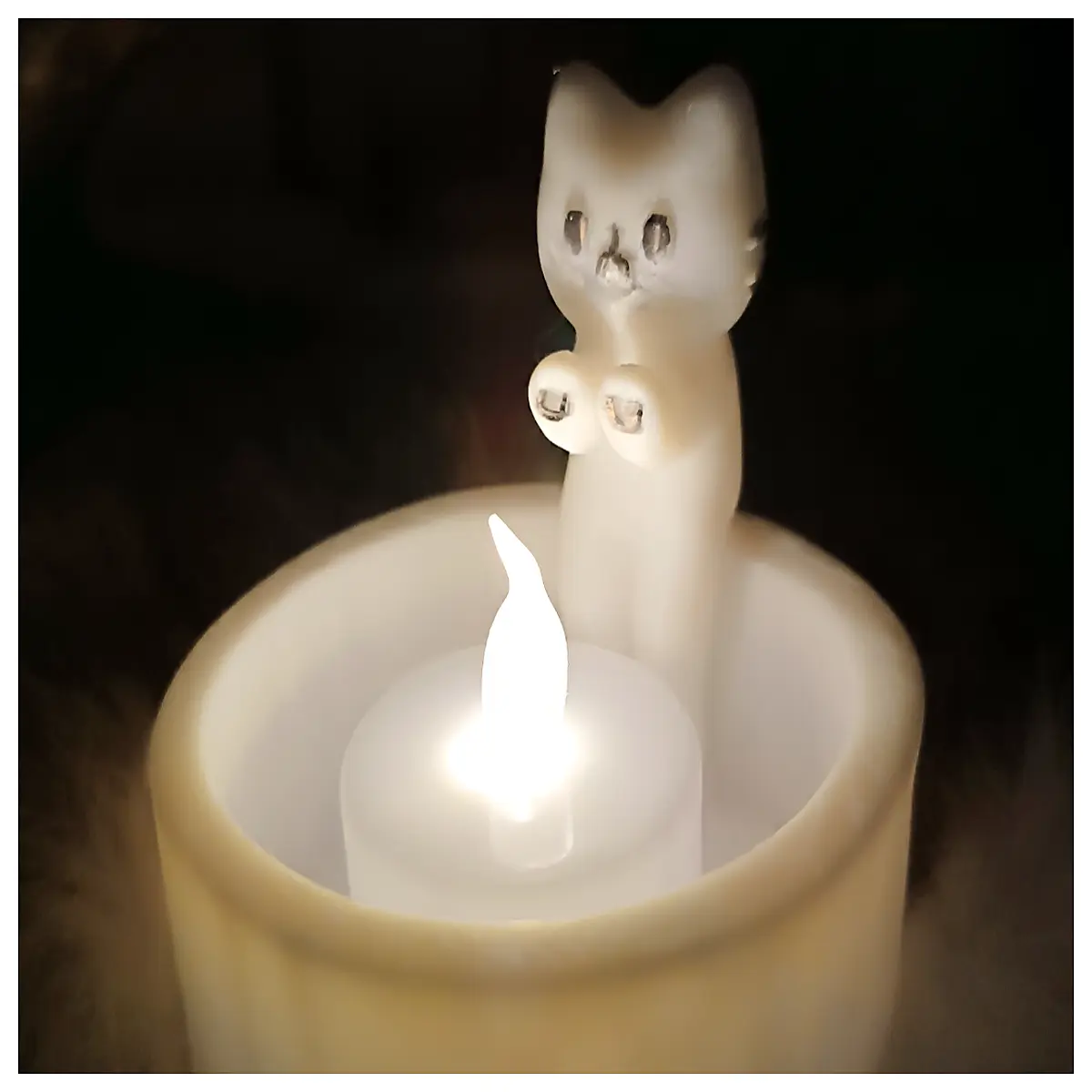 campfire cat candle holder cozy cabin decor rustic fireplace accent table