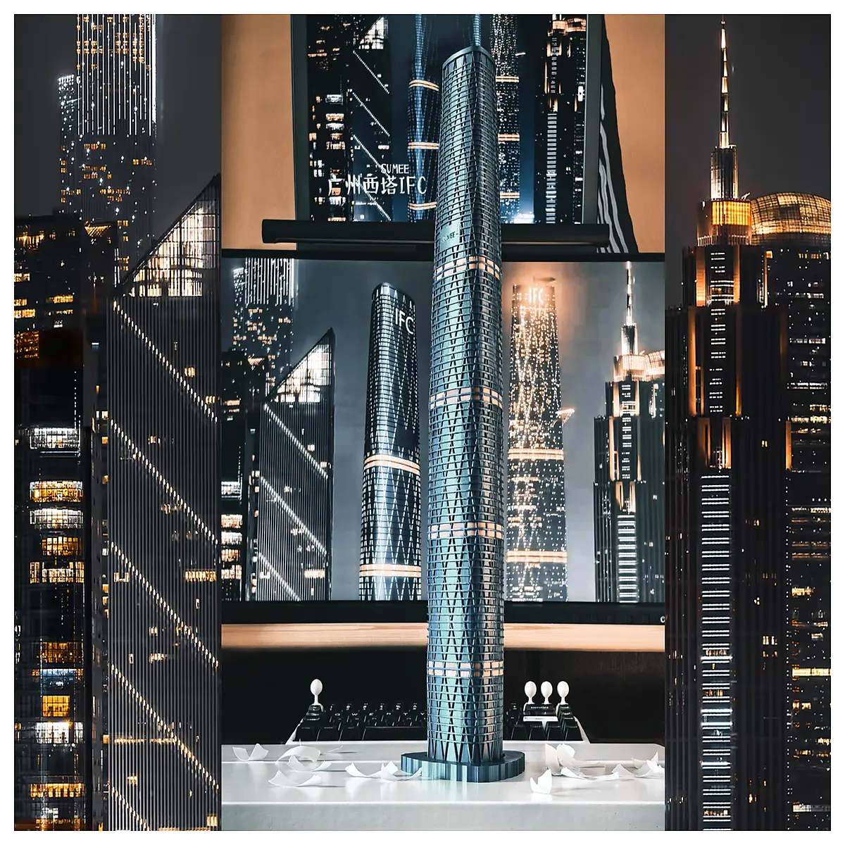 guangzhou ifc west tower mini building collectible desk ornament landmark