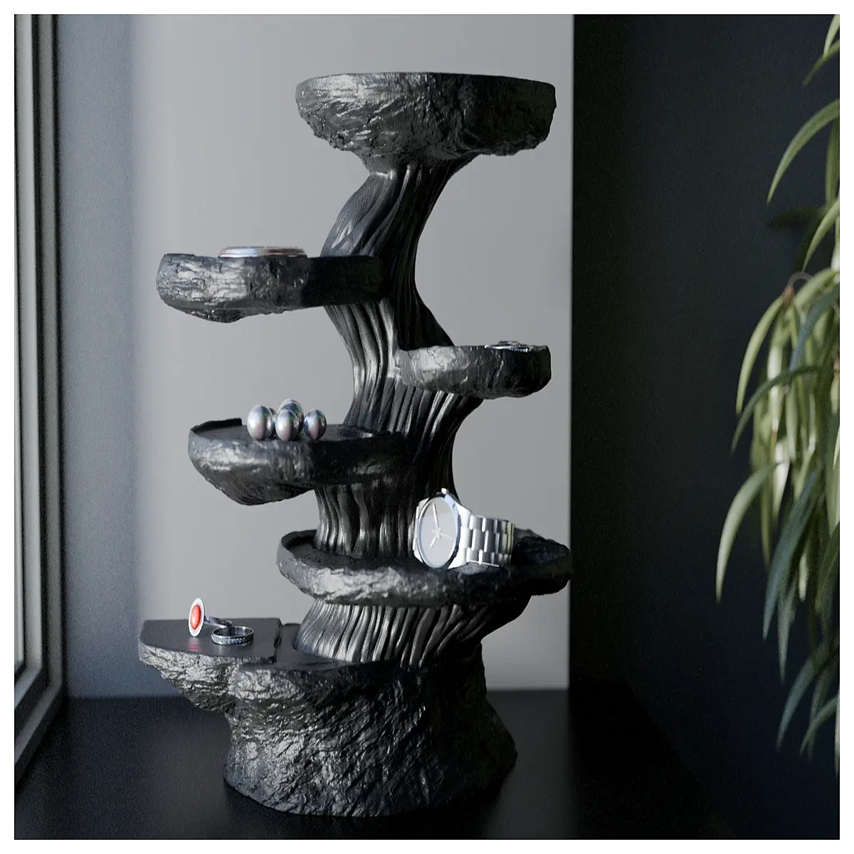 artificial stone tree shelf for living room nature inspired home decor accent table modern botanical