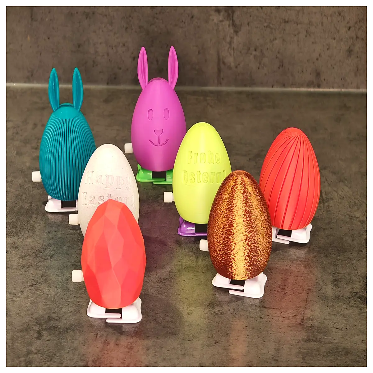 wind up mechanical easter egg toy surprise chocolate shell spring action bunny kids