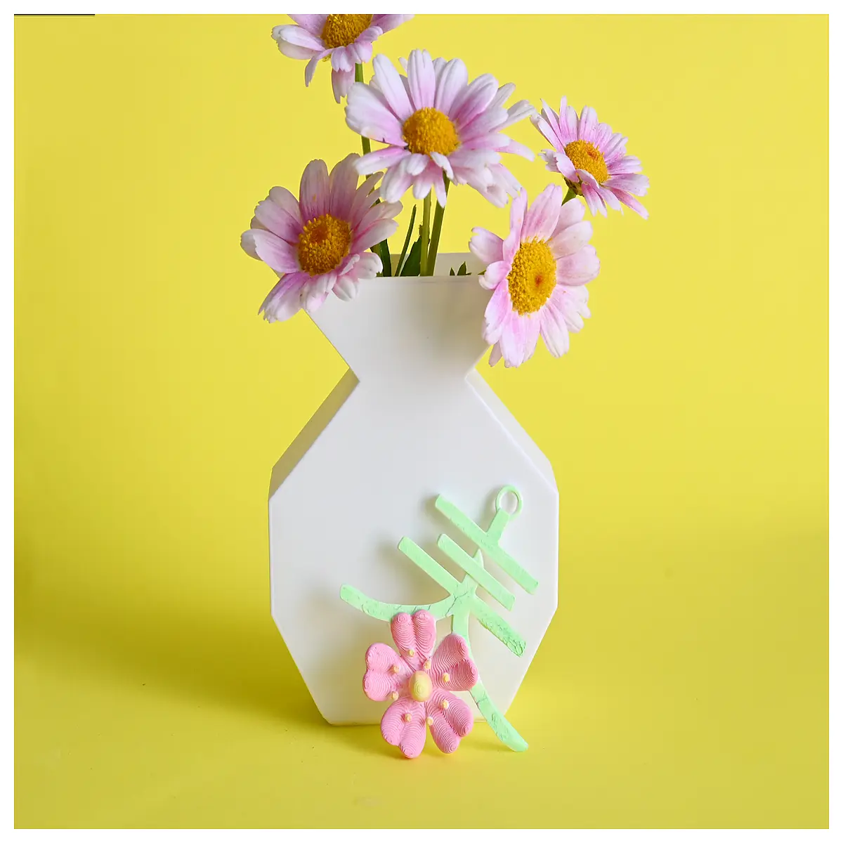 modern pentagonal ceramic vase for dried flowers geometric home decor centerpiece table accent