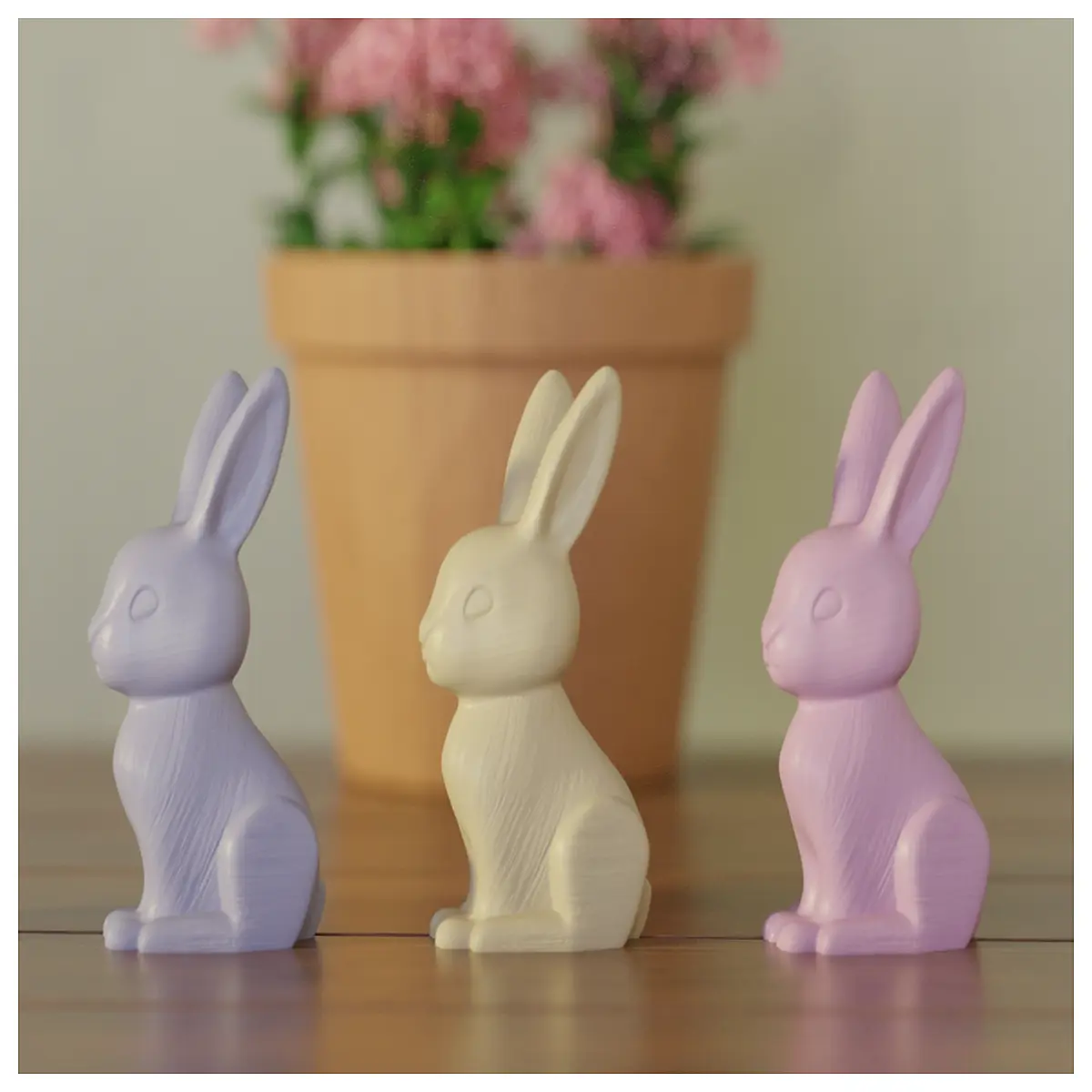 cute pastel bunny statue adorable easter rabbit figurine soft color spring home decor kawaii animal sculpture for shelf