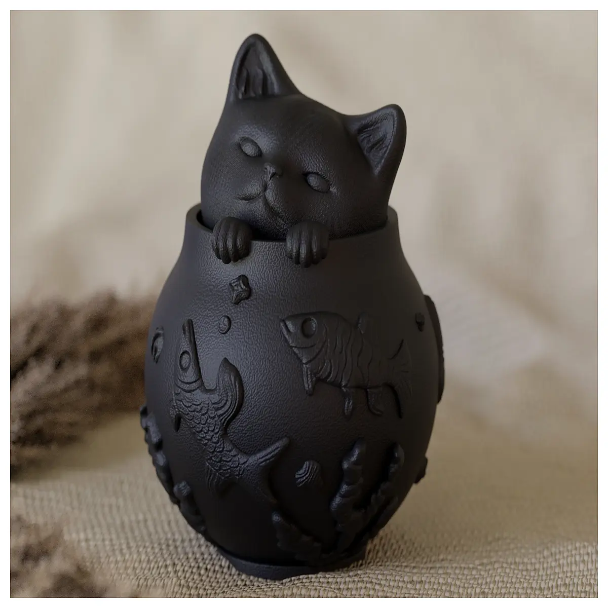 cute curious cat statue figurine for home decor shelf knickknacks