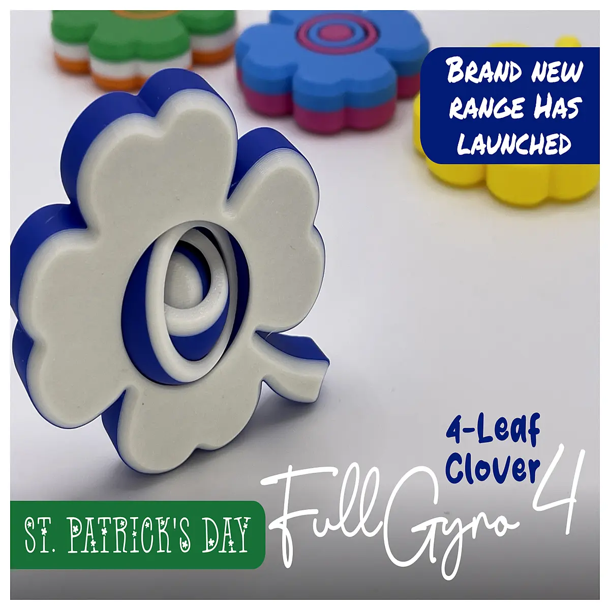 fullgyro4 fidget spinner stress relief toy shamrock gift st patricks day party favor anti anxiety desk gadget