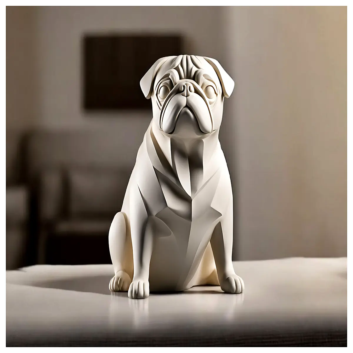 modern minimalist fat pug statue resin home decor funny dog art living room shelf