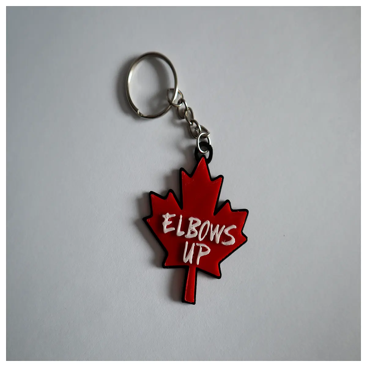 maple leaf keychain elbow up gesture funny motivational metal charm bag pendant