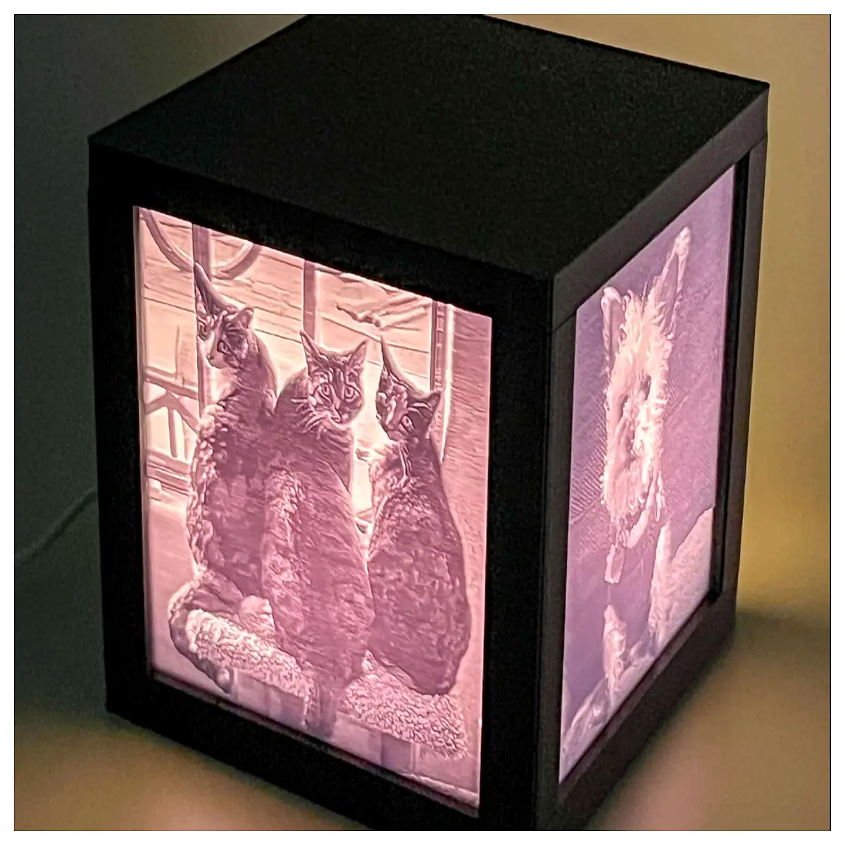 printed translucent geometric cube frame with embossed details for modern home decor box case