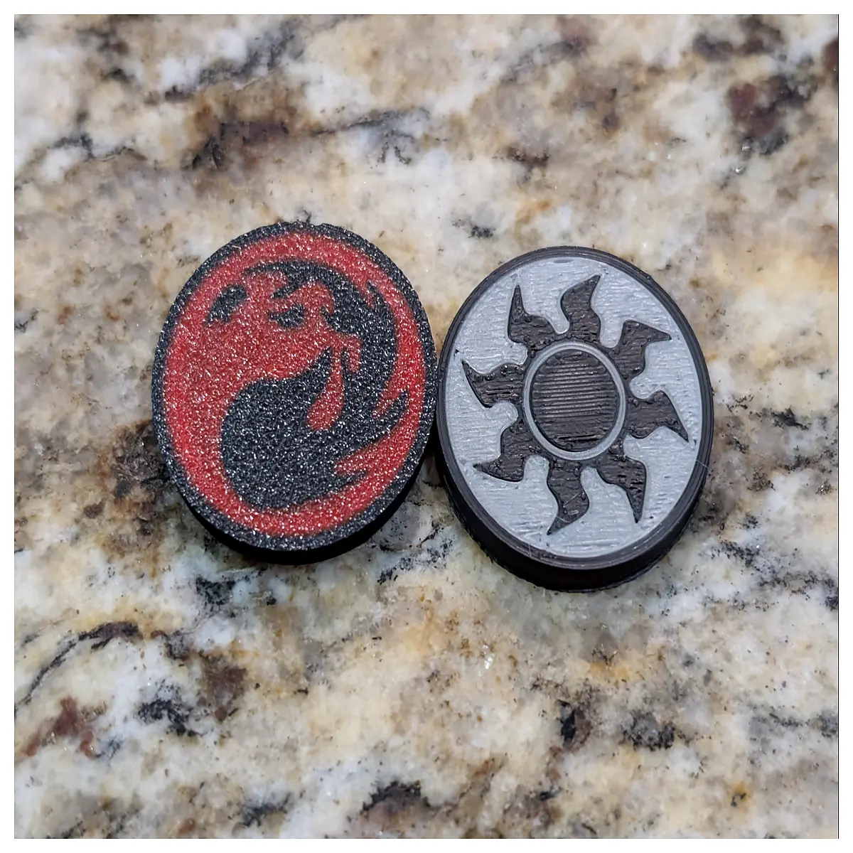 white and red the gathering coin collectible minted metal mtg fans