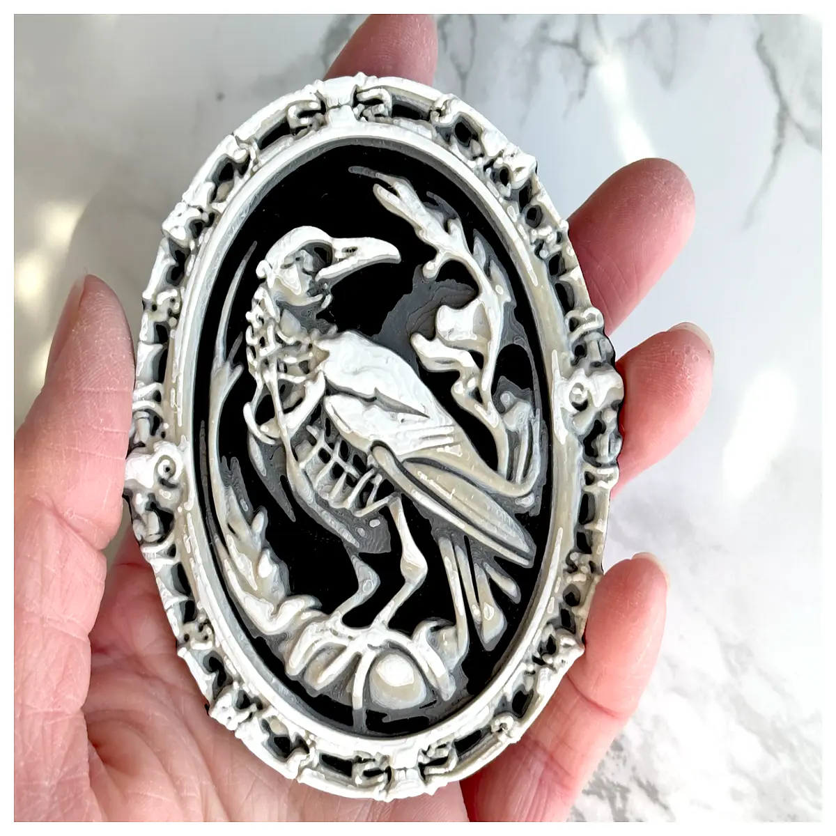 gothic skull raven magnet for fridge dark aesthetic home decor metal crow bird art piece alternative goth gift idea