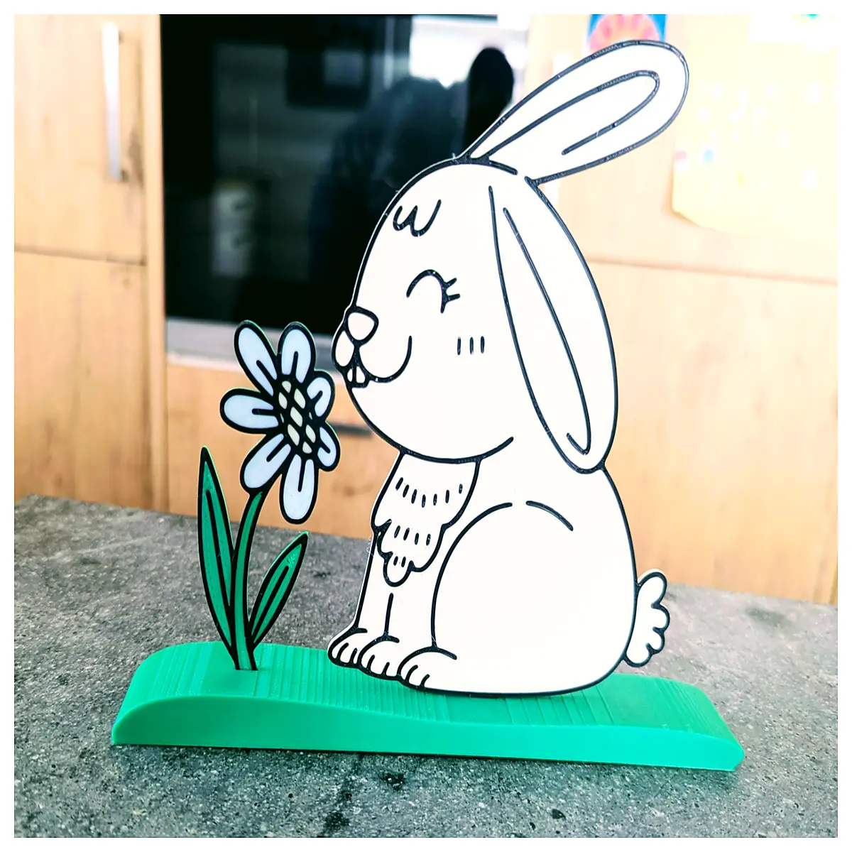 cute easter bunny plush toy with spring flowers garden decor for kids room party supplies