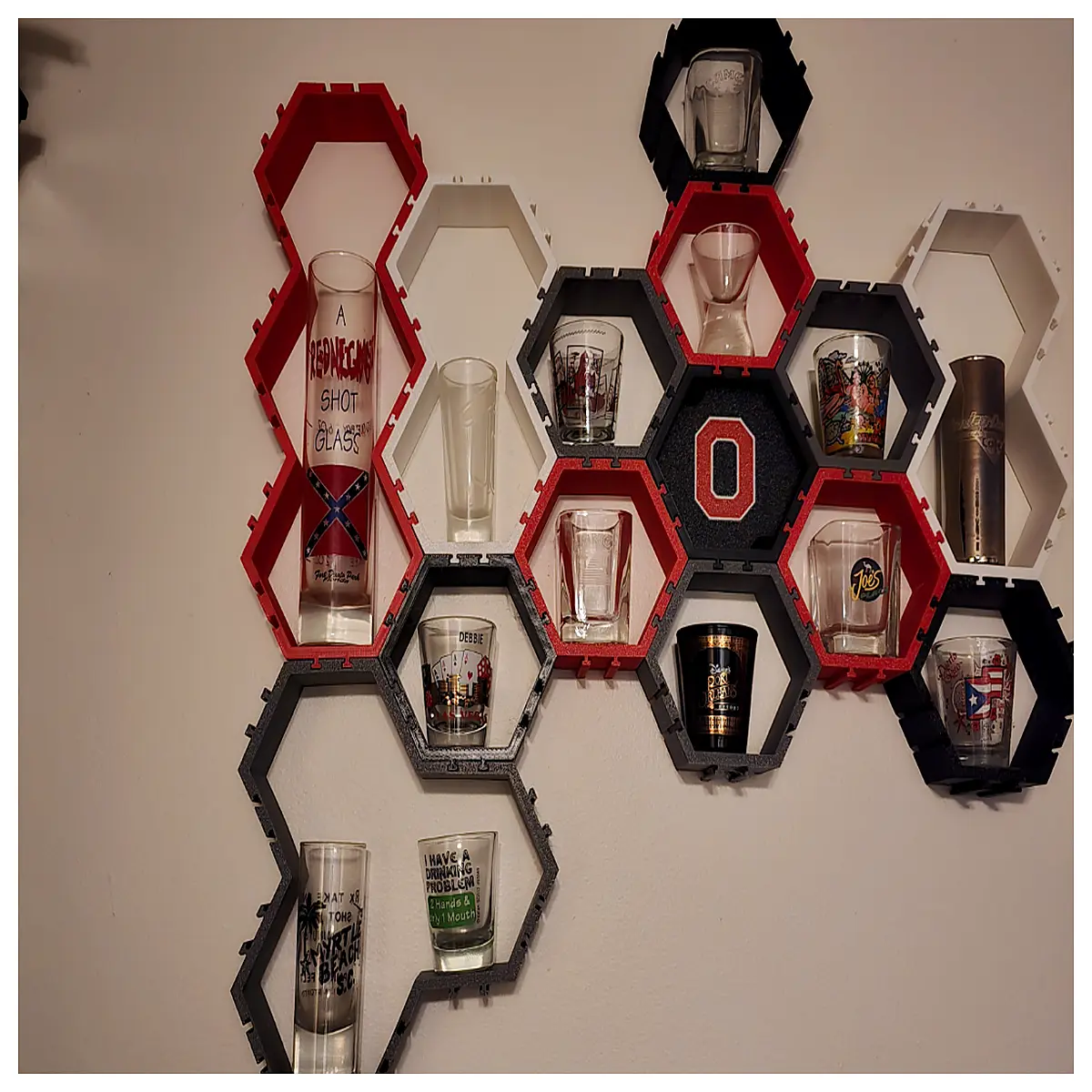 hexagon wall mounted wine glass rack organizer shelf for kitchen cabinets storage