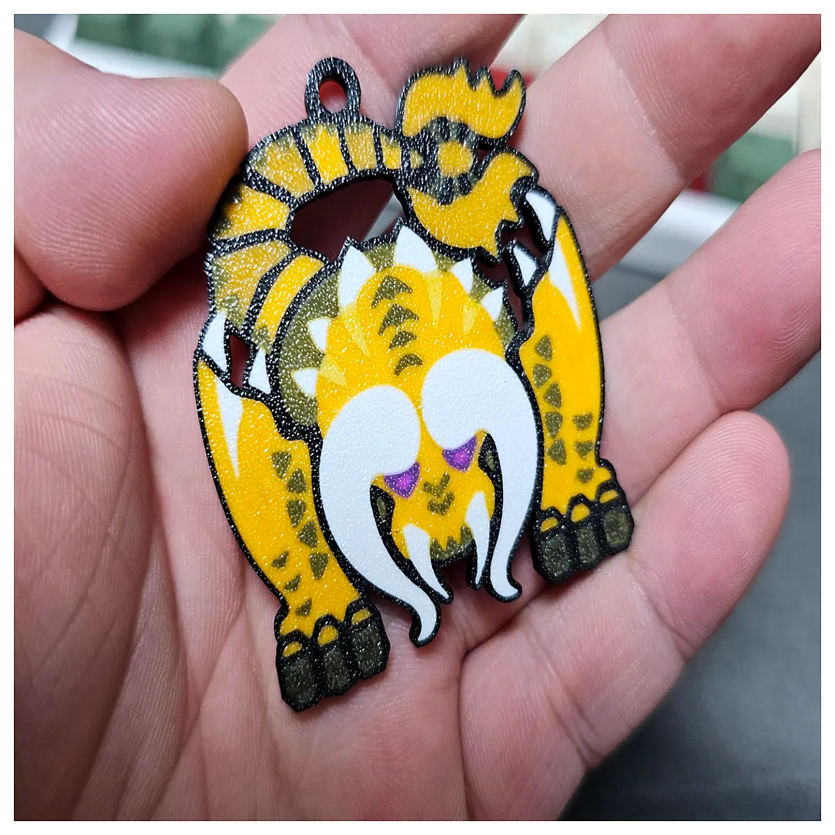 hunter diablos keychain double sided metal badge charm gamers