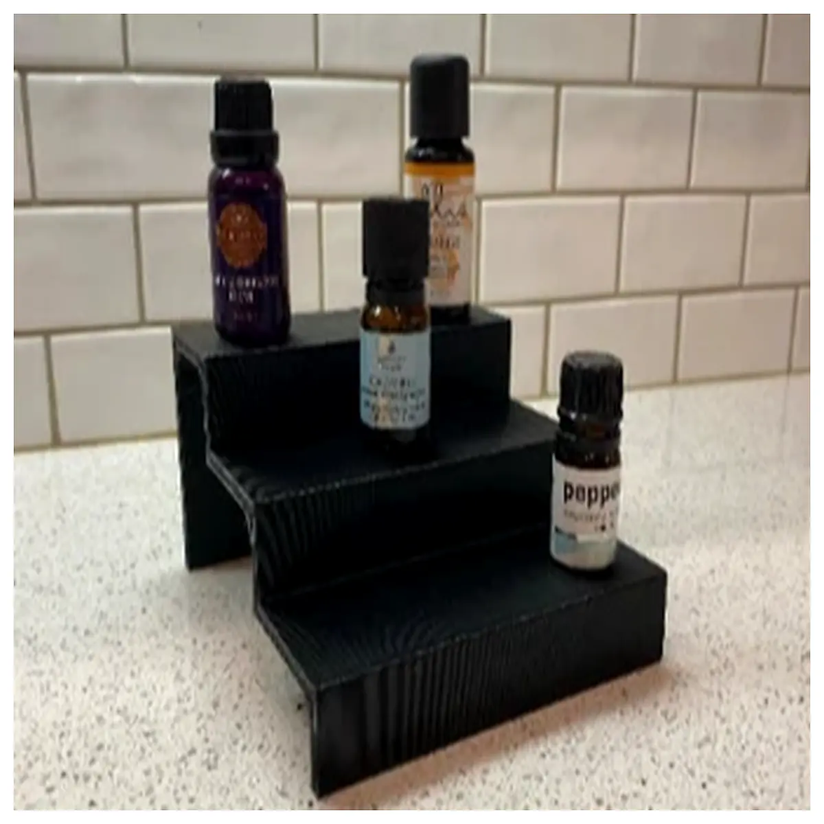 acrylic essential oil bottle organizer for retail store shelf countertop cosmetic dropper vial holder
