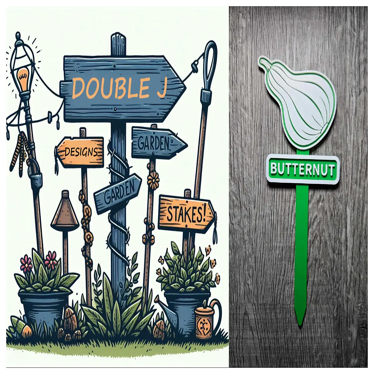 gourd garden stake whimsical vegetable yard sign autumn harvest outdoor decor rustic farm house accents