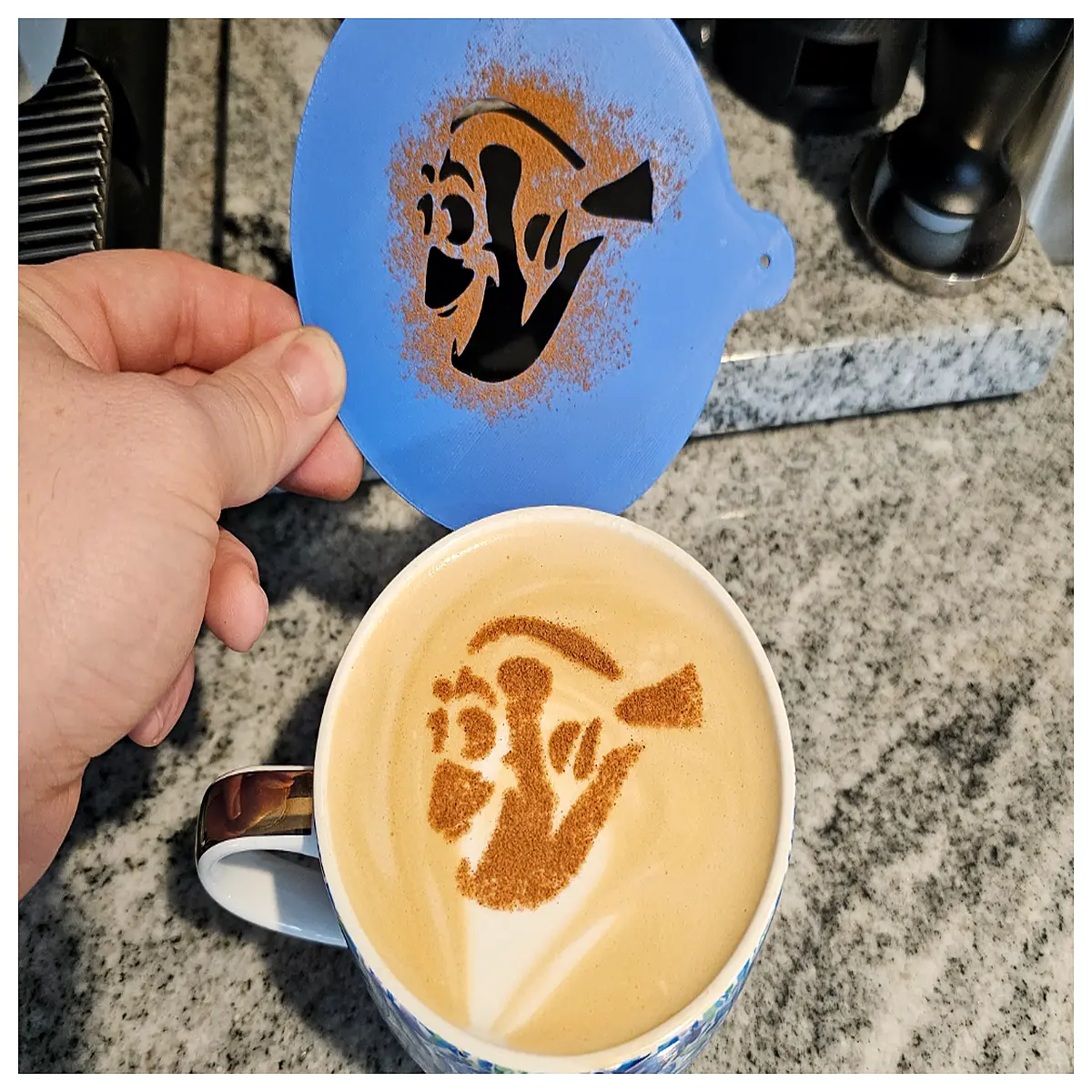 latte art stencil nemo dory template barista coffee foam guide non slip silicone for home brewing